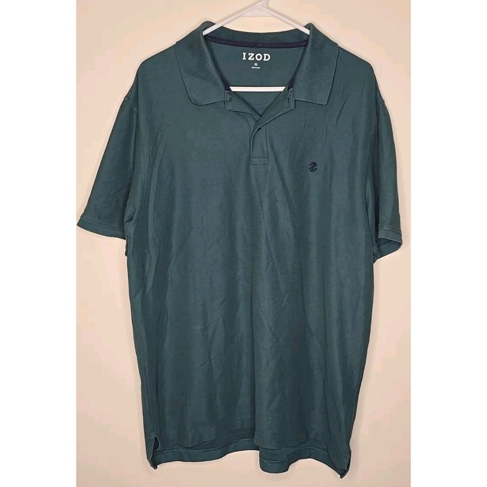 Izod Men's Polo Shirt XL Forest Green Short Sleeve Cotton Polyester Pique Knit